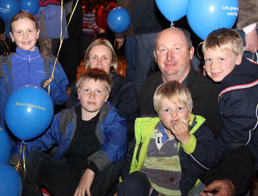 Wee Waa business owners, Helen and Dale Smith, Namoi Logistics, with their children Sarah, Charlie, William and Jamie. The Smiths attended the Saving Wee Waa main street event. (Narrabri Courier photo)