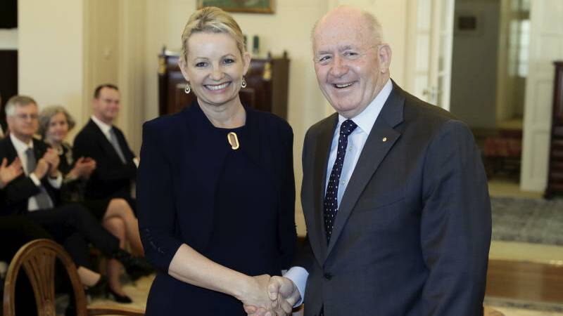 Assistant Minister for Regional Development and Territories Sussan Ley during the swearing-in of Prime Minister Scott Morrison's ministry at Government House with Governor-General Sir Peter Cosgrove. Photo: Alex Ellinghausen