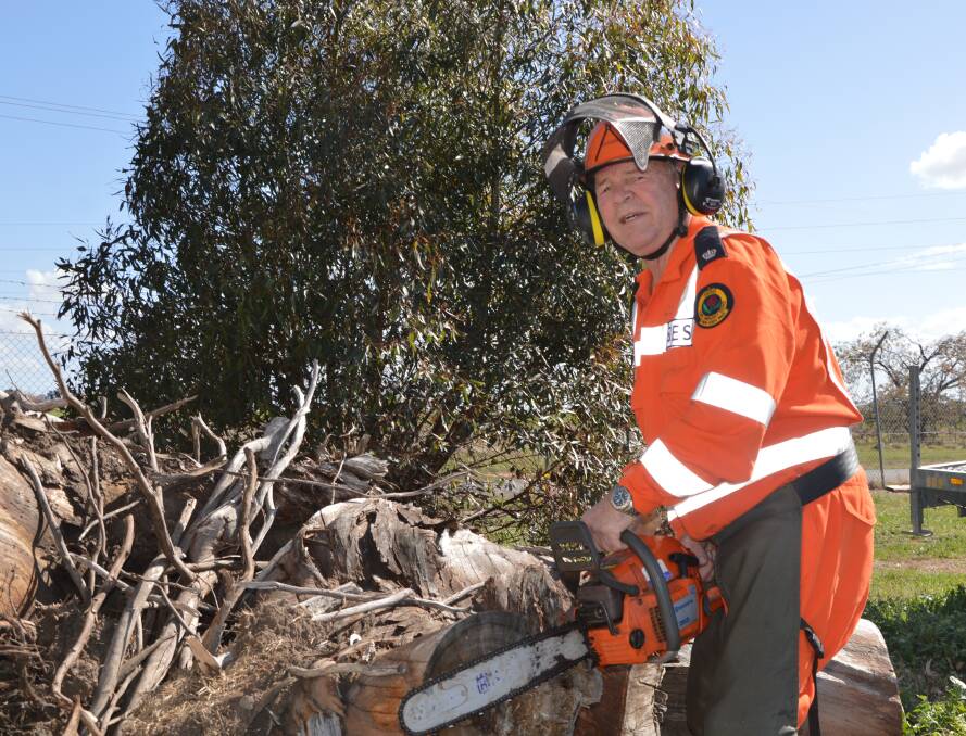 CHOP, CHOP: State Emergency Services NSW Rocky Walshaw has been instructing on the safe use of chainsaws for more than 24 years. Photo: Denis Howard.