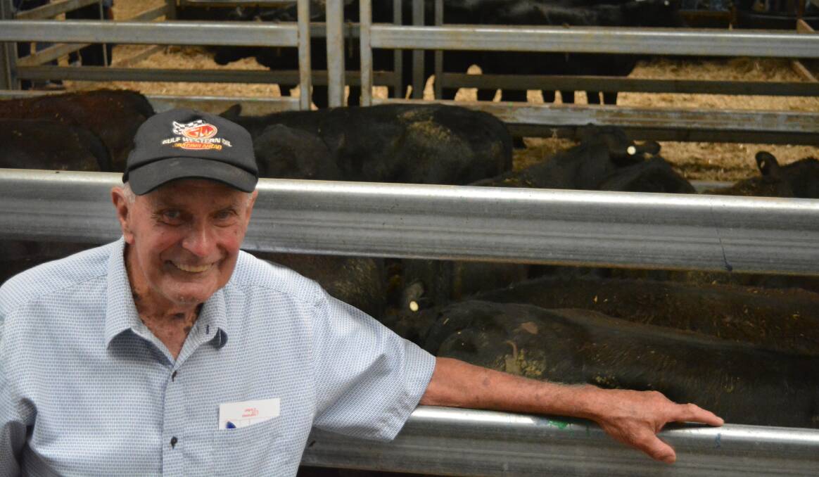 Kevin Draper at today's Corcoran Parker Angus weaner sale near Wodonga. 
