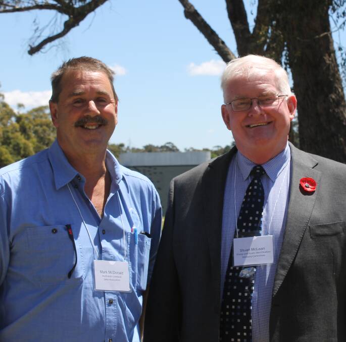 Australian Livestock Saleyards Association’s (ALSA) Mark McDonald and Sheep and Goats Identification Advisory Committee chair Stuart McLean.