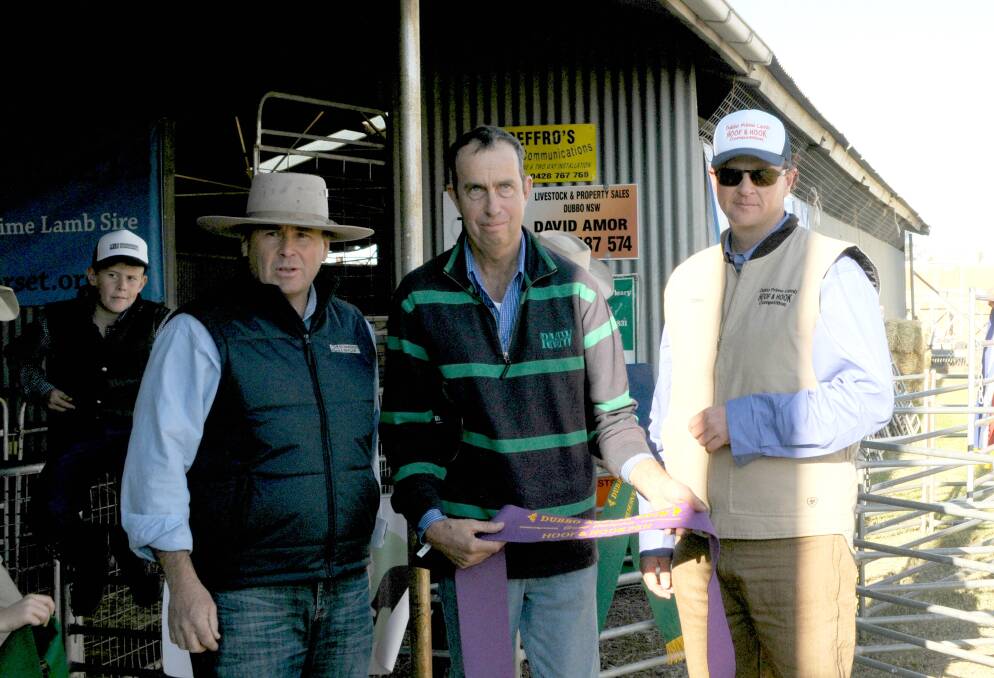 Scott Sinclair of Richardson and Sinclair, Dubbo, Scott Woodley, Kurraview White Suffolks, Dubbo and Terry Mitchell, Fletcher International Exports.