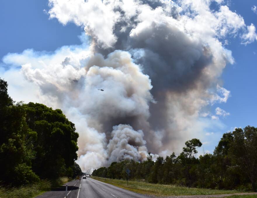 This carefully managed burn in a national park near Evans Head on the North Coast reduced fuel load on heath country adjacent to private property. 
