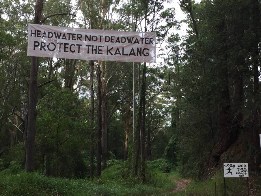 Protest banner calling for protection of Kalang catchment state forests.