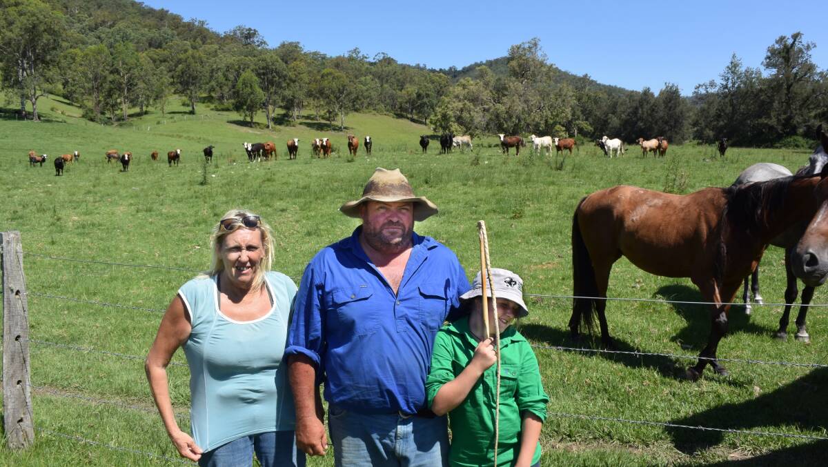 Maree Conroy, Tom Lloyd and their daughter Charlie at Doboy Station, Ramornie via Grafton, supply store bullocks to keen competition who find trade in full mouthed steers more to their liking. Asia, meanwhile, continues to demand their product.