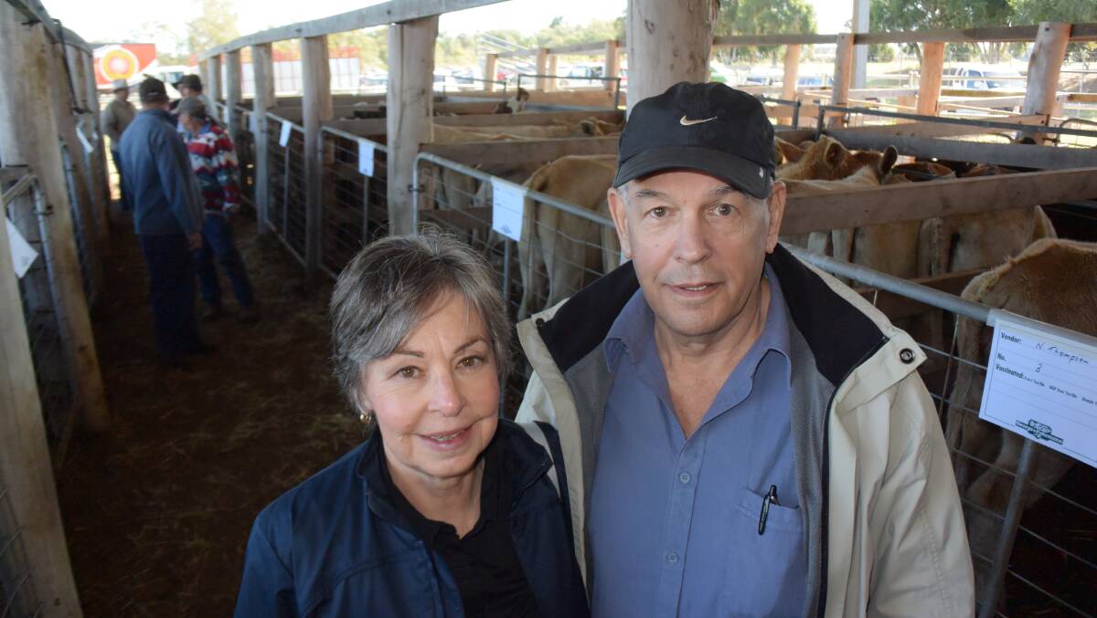 Diane and Jeff Champion, Tuckurumba, paid $1840 each for a pen of red-tagged Charolais heifers, PTIC, from Tony Farrell's Calmview stud at Fernleigh. the special heifer sale was a feature of the Primex field days at Casino on Saturday.