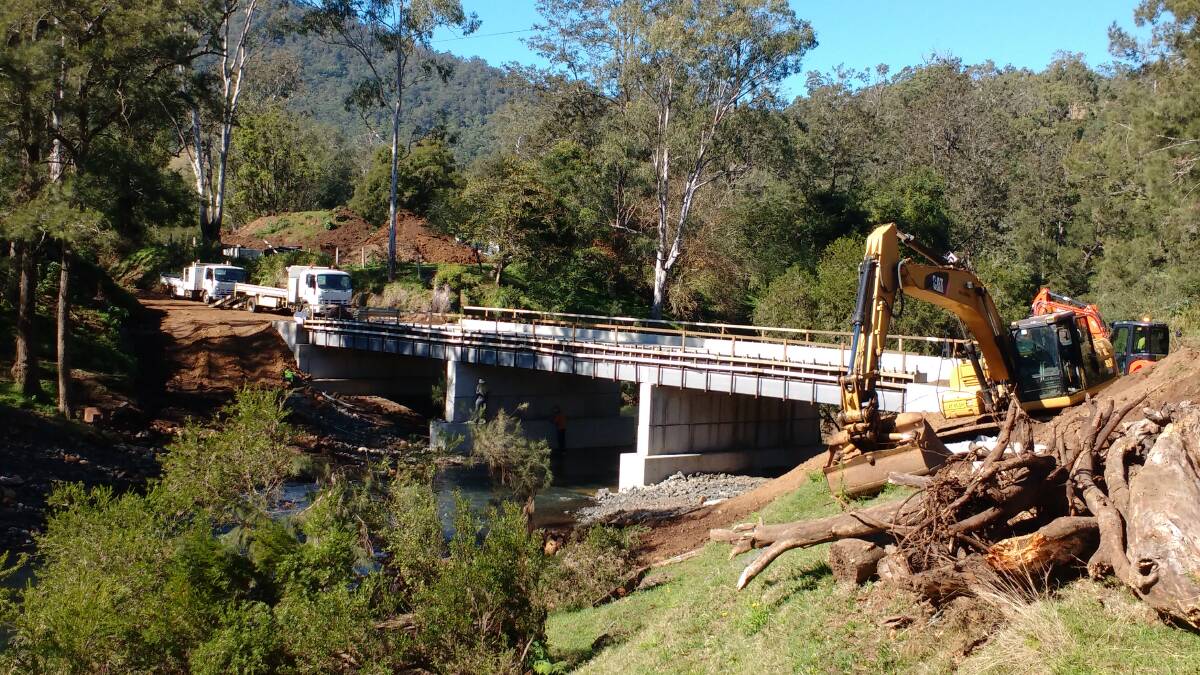 The new bridge over Grady's Creek in the Kyogle Shire, where there are 321 bridges, one for every 50 residents compared to the one-in-800 national ratio. Of the 167 timber bridges, 70 are more than 50 years old.