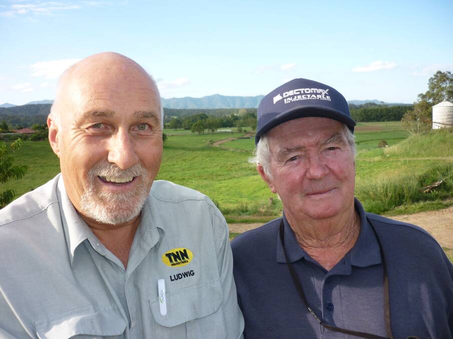 Telegraph Point agronomist Ludwig Mueller, who specialises in biological farming, with Charles Taylor of Raleigh, NSW, on the Bellinger River.