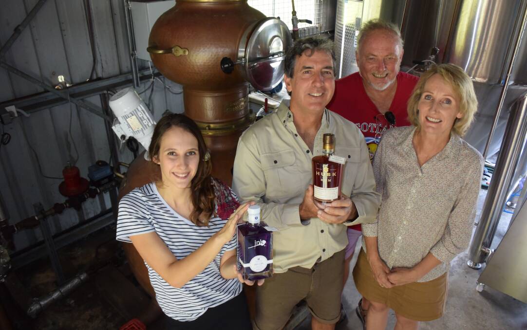 Husk Distillers at Tumbulgum on the Tweed is a family affair, with Harriet and Paul Messenger Don Mackay and Mandy Perkins all having a hand in production.