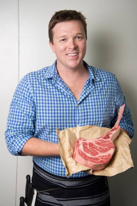 Jack's Creek Angus managing director Patrick Warmoll with some of the company’s mid-fed Angus product at a company product demonstration in Sydney.