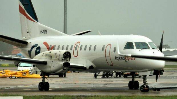 A propeller sheared off the Regional Express Saab 340 in mid-air on Friday.  Photo: Grahame Hutchison