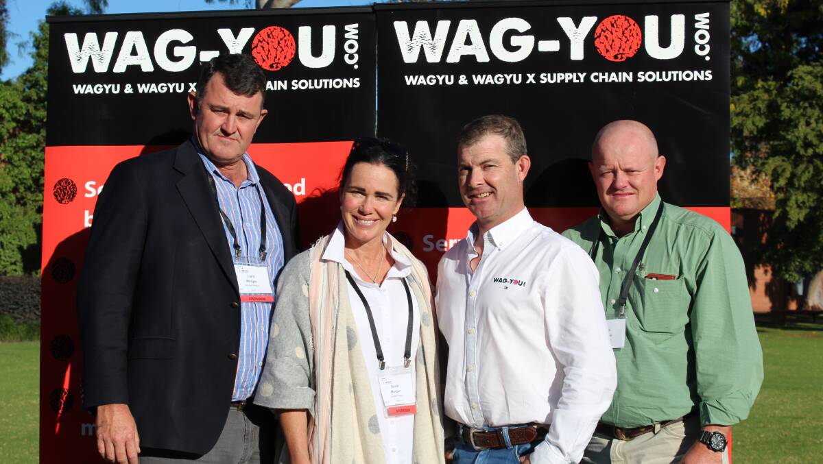 Laird and Sonia Morgan, "Arubial", Condamine, Qld, who sold a heifer in utero for $95,000 to Jeremy Seaton-Cooper, Wag-You.com, Marulan, and John Settree, Landmark Dubbo, who purchased on behalf of South African producer, Hendrick Markram, Miku Wagyu. 