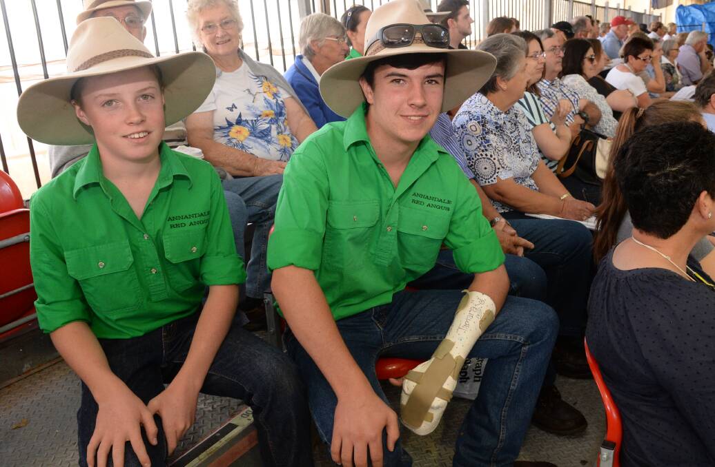 Jock Johnston, 12, and brother Angus, 14, Annandale Red Angus, Cargo.