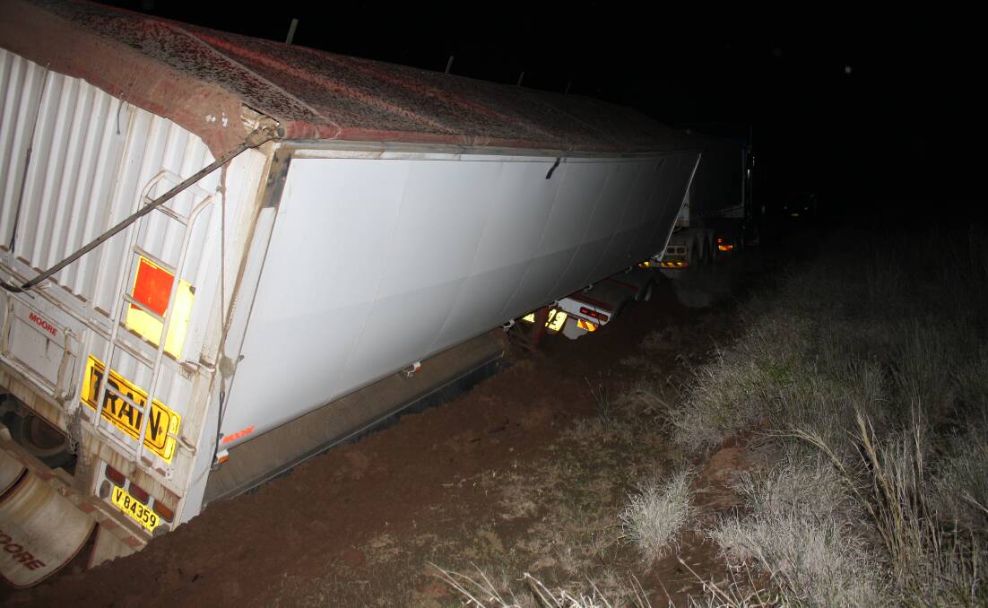 This road train was stuck outside Coonamble.