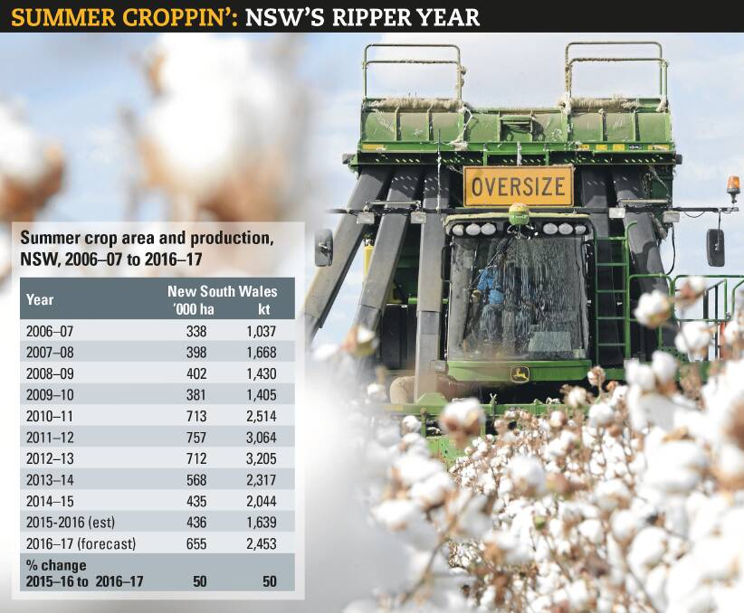 Irrigated cotton is leading the way in summer crop production which has surprised many with its strength under pressure from dry and harsh conditions. Table source from ABARES