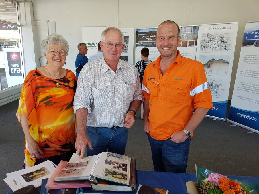 During the Tumut community forum, Snowy Hydro's environmental services manager Charlie Litchfield, right, chats about the Snowy Hydro 2.0 project with interested Tumut locals Anne Gollan and Graham Elphick.