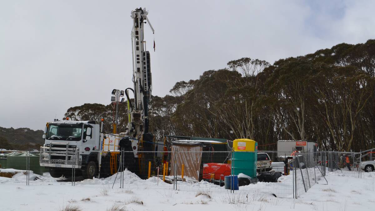Drillers work 24 hours a day in bleak conditions to finish the drilling for core samples to establish rock strength.
