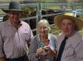 Australian Braford Society president Stuart Dingle, Chasewater Braford stud, Mount Perry, newly-inducted society life member Elaine Lill, Chadwick Downs Cattle Co, Coonabarabran, NSW, and Don McNamara, MCN Brafords, Bell, at Beef 2024 in Rockhampton. Pictures by Bryce Eishold