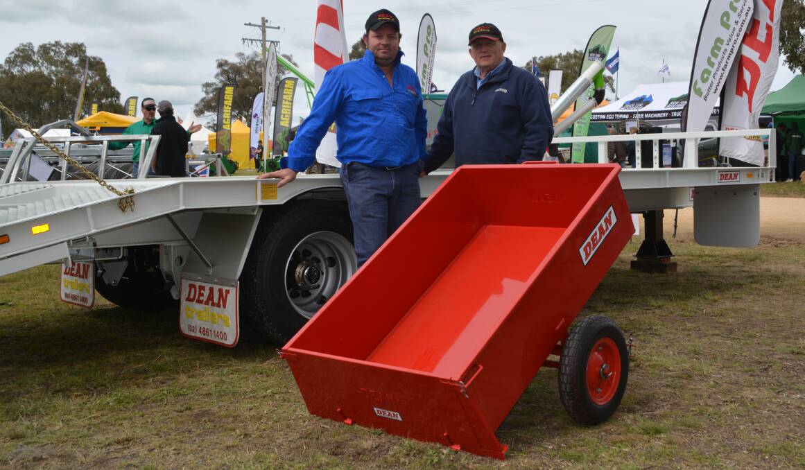 DEANS Trailers owner Chris Guy and sales representative Christian Wood showcased a wide range of stock at their site at Henty. The Bowral-based team sells all trailers big and small – from a 22.5 tonne aggregate trailer mass machinery trailer right down to a garden tipper trailer. Farmers at the field days were interested in their flat top utility trailer fitted with a sheep crate; a 3.5t machinery trailer and a tilt-bed plant trailer. Contact Deans Trailers, (02) 4861 1400 or visit www.deanstrailers.com.au