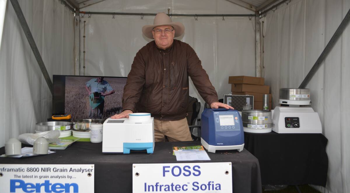 PAUL Linnan, Toowoomba, flew the flag for Graintec at Henty. He was selling a range of testing equipment for the grains industry including moisture and protein testers, grain shakers, moisture metres and temperature probes. The two key products on Graintec’s site were the moisture and protein testers ‘Paten IM 8800’ and ‘FOSS Sophia’. Contact Graintec, 1300 640 299. 
