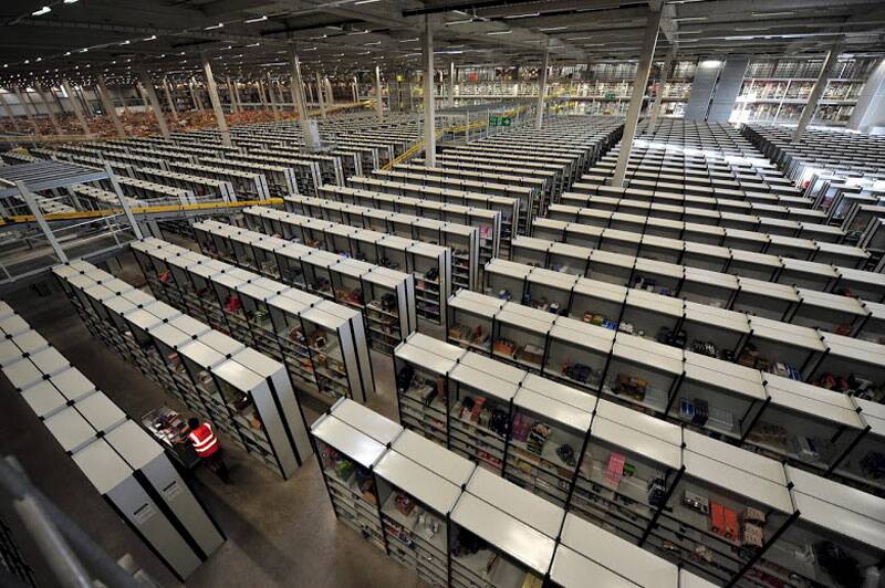 The arrival of online retailer Amazon in Australia poses a significant threat for a range of domestic retailers and shopping centre owners. Pictured is one of Amazon's massive warehouses.
