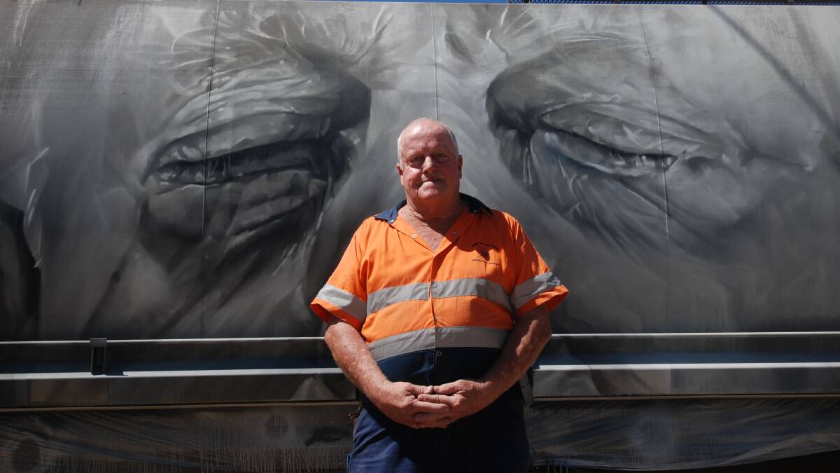 Ronald "Fox" Bennett, who has worked at the Manildra flour mill for more than 20 years, features in Guido van Helten's latest work.