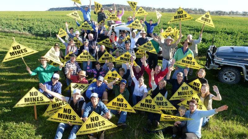Farmers celebrate Mike Baird's announcement of government's Caroona coal licence buyback.