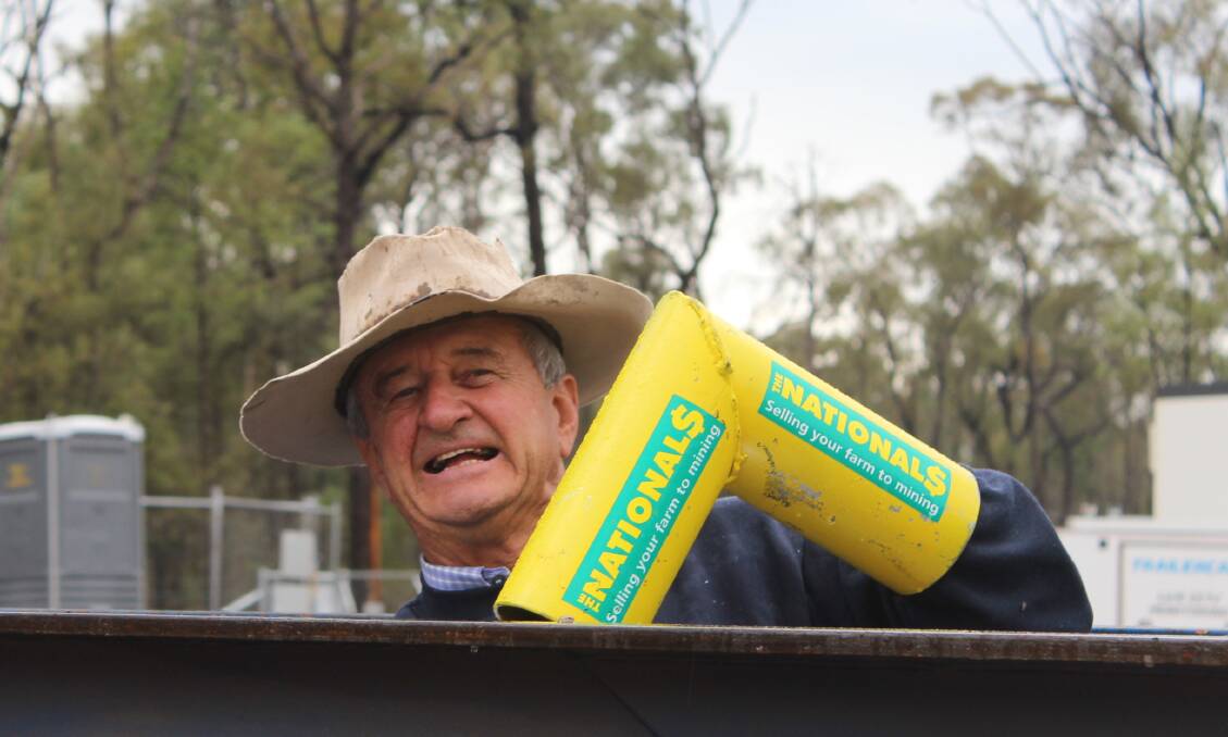 Coonamble farmer Neil Kennedy locked on at Santos Pilliga gas project in 2014.