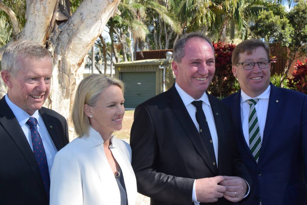 Parkes MP Mark Coulton, Senator Fiona Nash, Nationals leader Barnaby Joyce and NSW Nationals leader Troy Grant.