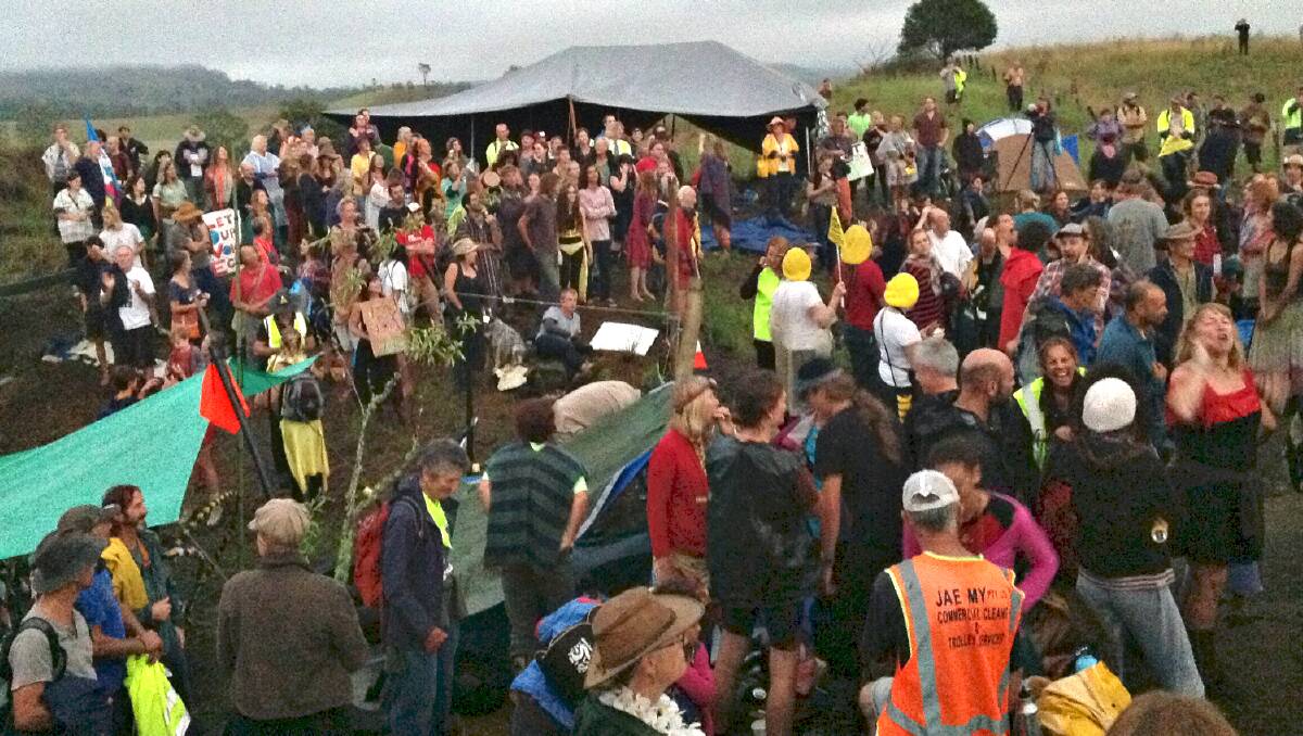 Protesters at the blockade of gas developer Metgasco's Northern Rivers project at Bentley. The company accepted $25 million licence buyback offer from NSW Government late last year.