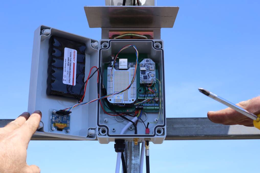 A CSIRO Data61 designed and built solar powered base station that receives and stores data from sensor nodes, that measure environmental and animal movement and location. Base stations use wireless technology to receive data.