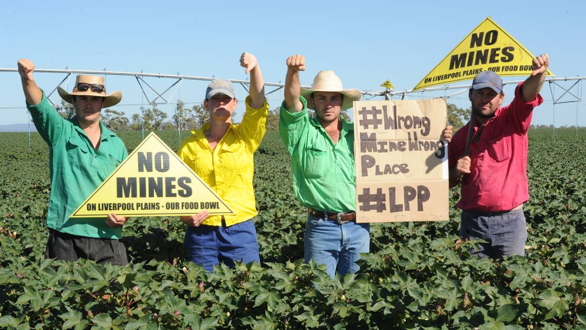 Liverpool Plains Youth members and local farmers Jock Tudgey Sarah Reardon, Joe Norman, and Alex Norman are part of a local movement opposing coal development in the region.