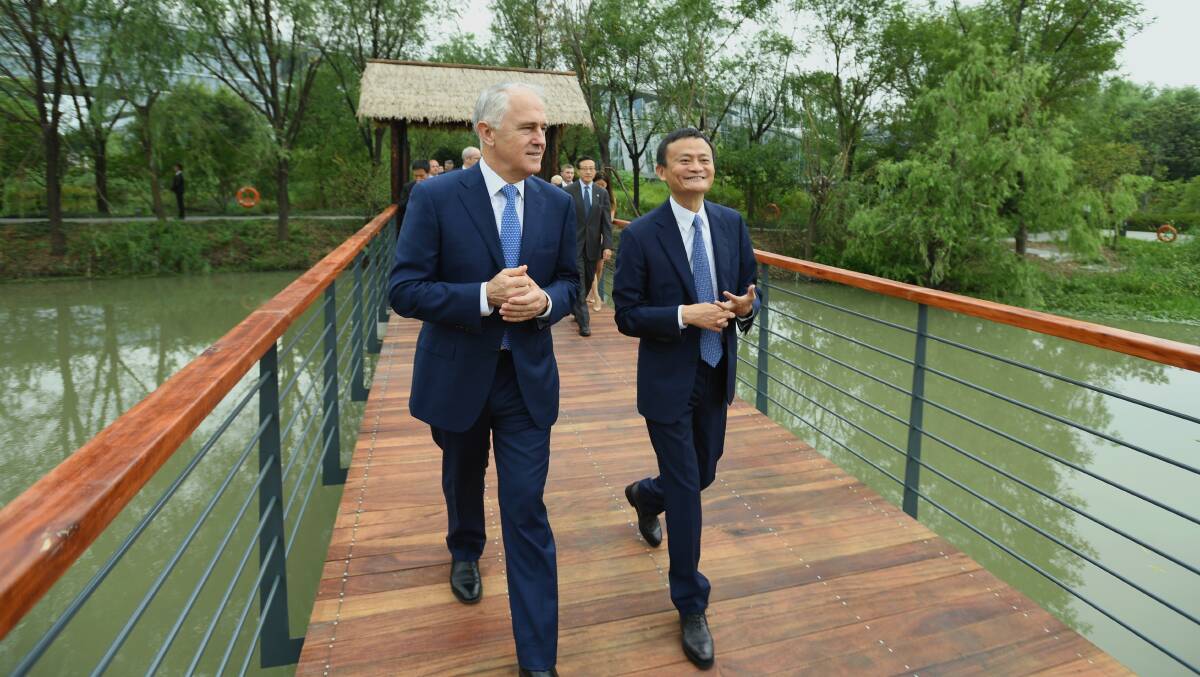 Malcolm Turnbull met with Alibaba founder Jack Ma in Hangzhou to witness the signing of a new agreement for Austrlian goods on the giant Chinese e-commerce platform.