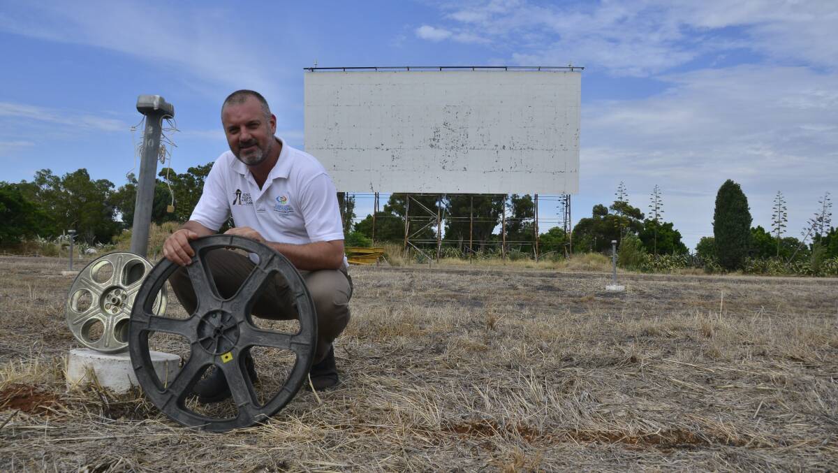 Dubbo Regional Council youth development officer Jason Yelverton at the drive-in which is receiving some attention to make it ready for a planned opening in April. Photo: PAIGE WILLIAMS. 