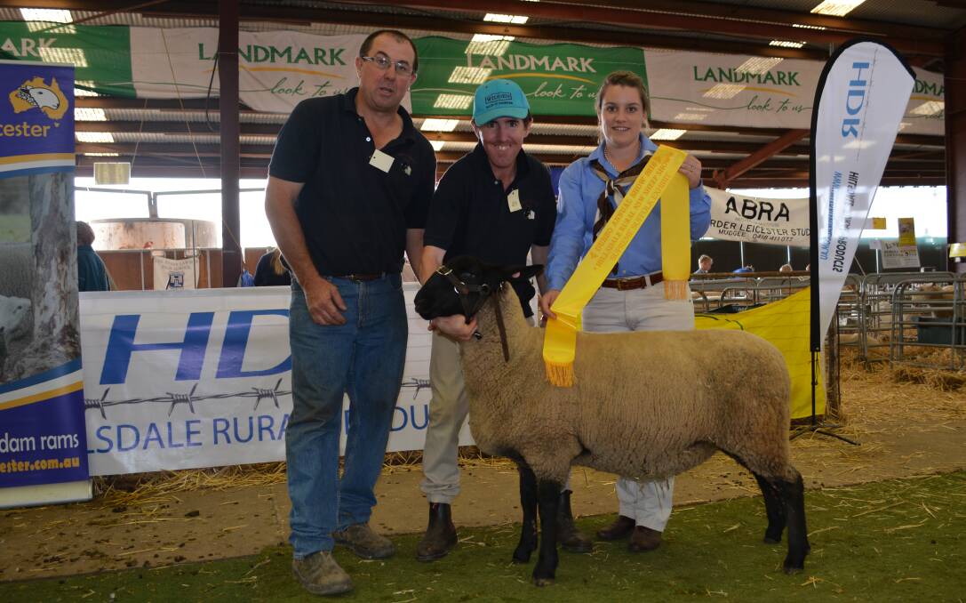 Suffolk supreme exhibit was sashed to Bowen Suffolk stud, Millthorpe, exhibited by Greg and William Good, Millthorpe with judge Bianca Williams, Cassilis.