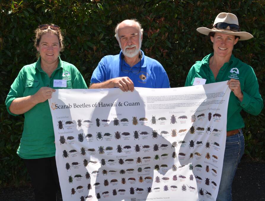 Marita Sydes, Central Tablelands Landcare, Orange, Dr Bernard Doube, Dung Beetle Solutions Australia, Adelaide and Sally Kirby, Landcare, Molong, held two field days to create awareness about the magic of dung beetles. 