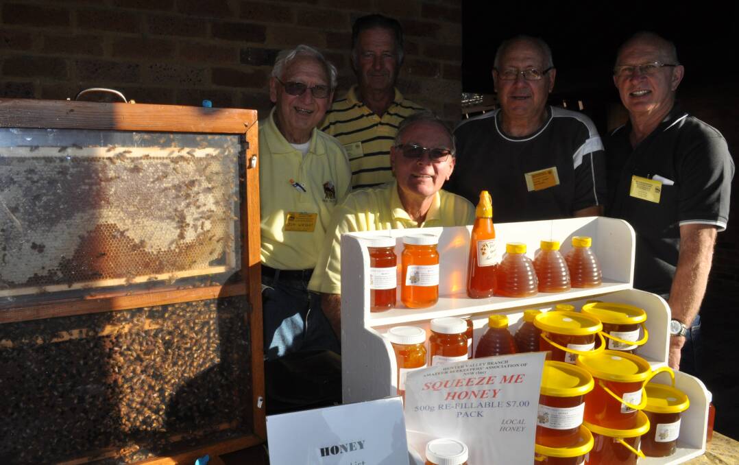 Amateur Beekeepers' Association members Jim Wright, Errol Arandale, David Hollingsworth, Bob Gibbons, and Neville Smith at a previous Tocal Field Days.