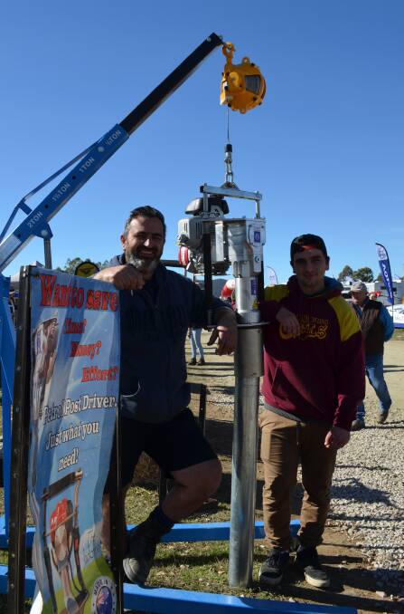 Sam and Jakob Quattromani and the Boss Driver, which they launched at Mudgee Field Days and are showcasing at AgQuip.