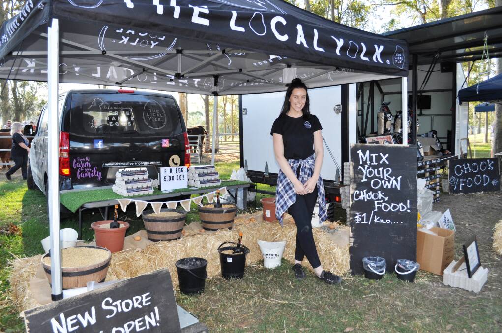 Larnee Moncrieff, The Local Yolk, Cooranbong. The Local Yolk, Cackleberry Grains and Eggs on Legs won Best Exhibit, Livestock, at Tocal Field Days.