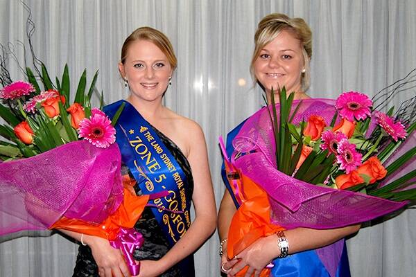 Winners of the Zone 5 final of the 2013 The Land Sydney Royal Showgirl Competition, Mendooran Showgirl Ashleigh Skinner and Rylstone-Kandos Showgirl Gemma Oakes.