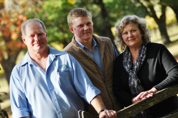 Uralla woolgrowers Hugh and Cathie Sutherland and their son Charlie grow superfine wool on "Deeargee".