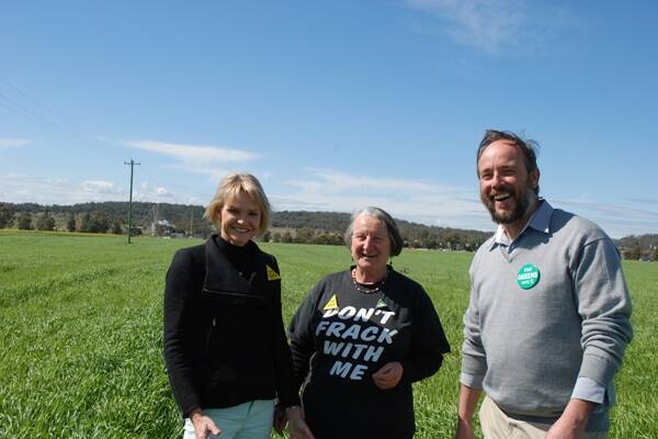 Greens Senate candidate Penny Blatchford, Gurley, with lower house candidates for New England, Pat Schultz, Armidale, and Parkes, Matt Parmeter Dubbo.