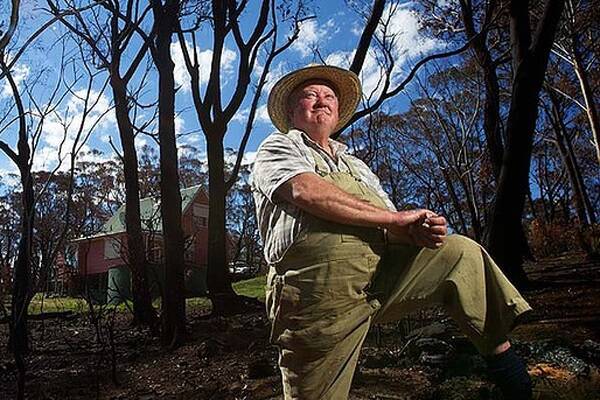 Paul Fosse in bushland on his Dargan property, which is just starting to recover from last month's bushfires. Photo: Wolter Peeters 