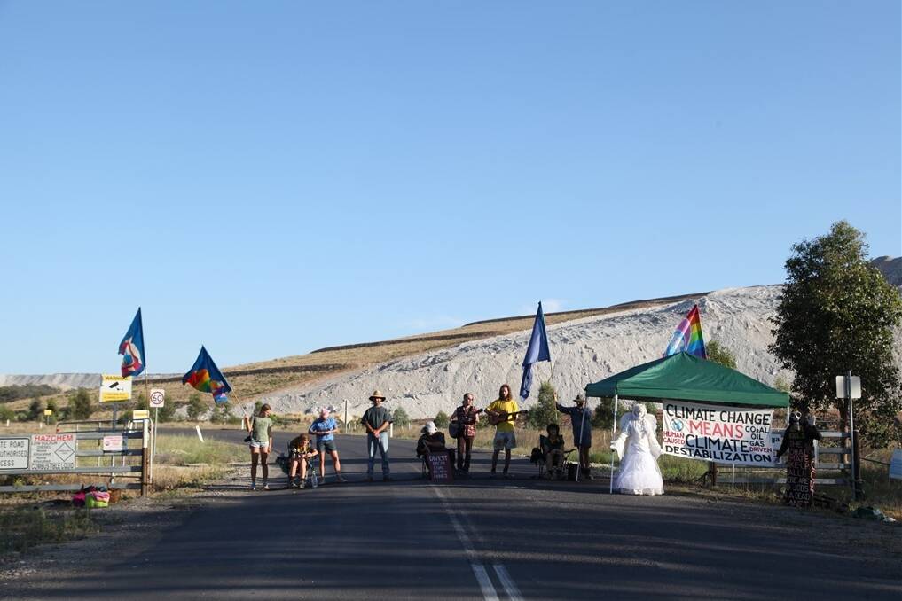 Protestors at Whitehaven's Tarrawonga mine in December.