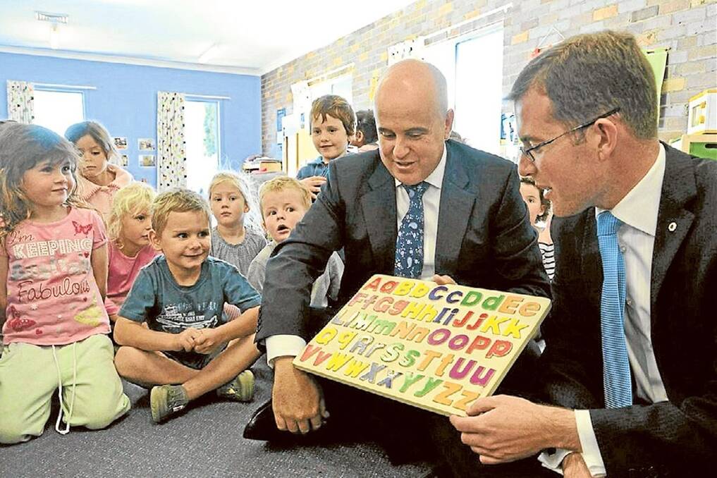 Adrian Piccoli pictured at Armidale Community Preschool with Member for Northern Tablelands Adam Marshall.