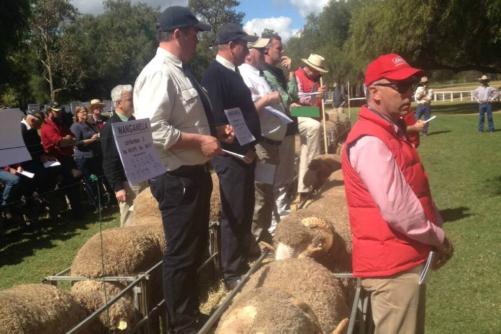 A total clearance of 154 Wanganella and Poll Boonoke Merino and Poll Merino rams sold to a top of $18,000 . 