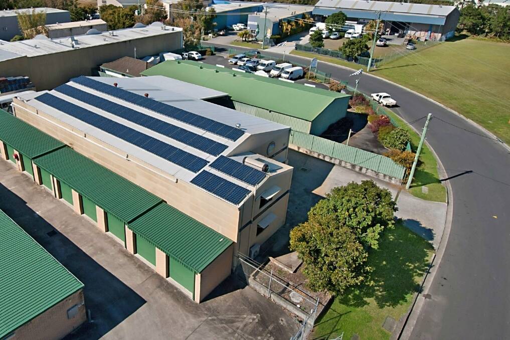 Solar panels on the rooftop of a Byron Bay food manufacturing company.