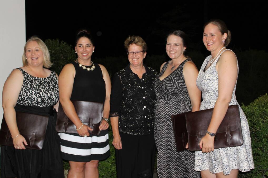 Successful applicants presented to the Young Beef Producers Forum in Roma included Amanda Moohan, Qld; Rachel Hoolihan, Qld; Barb Bishop, director of Barbara Bishop and Associates, who will be delivering the personal development program; Blythe Calnan, WA; and Joanna Robertson, Qld. 