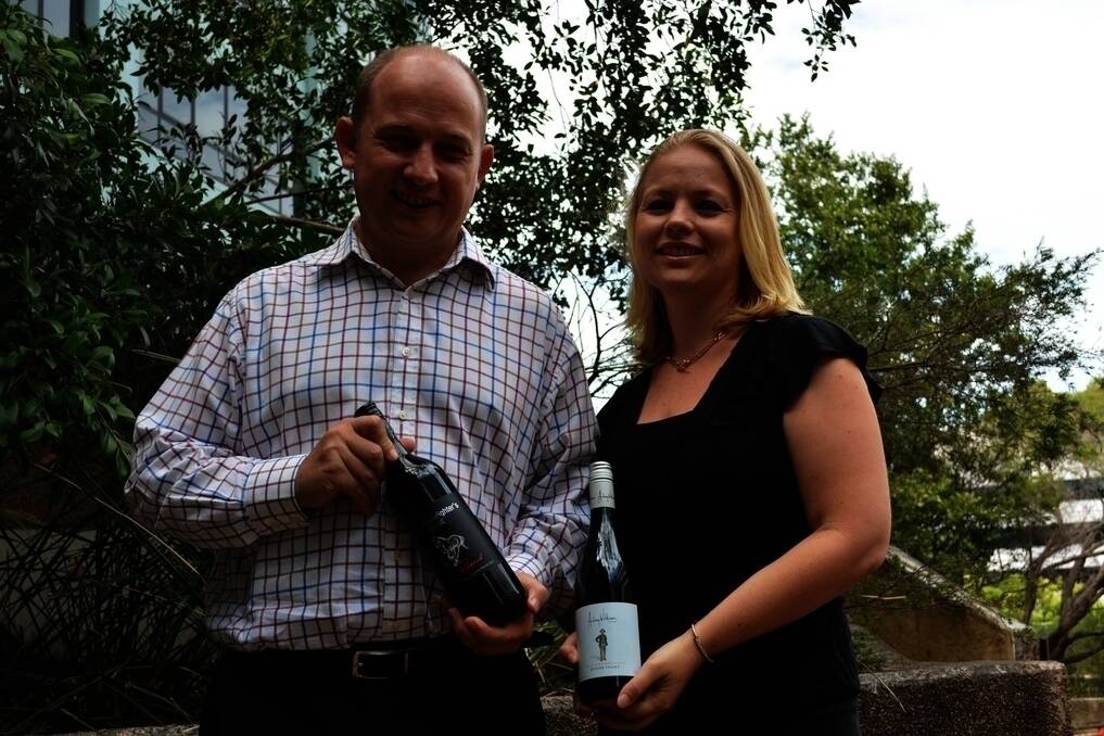 LEFT: Agnew Wines general manager James Agnew and his sister, finance director Jessica Carpenter, with bottles of Cockfighter’s Ghost and Audrey Wilkinson wines.
