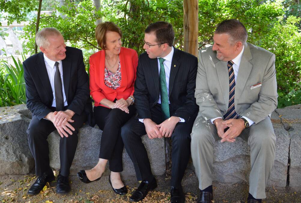 NSW Office of Environment and Heritage regional manager Don Arnold, Parliamentary Secretary for Renewable Energy Leslie Williams, Northern Tablelands MP Adam Marshall and Uralla Shire mayor Michael Pearce at the launch.